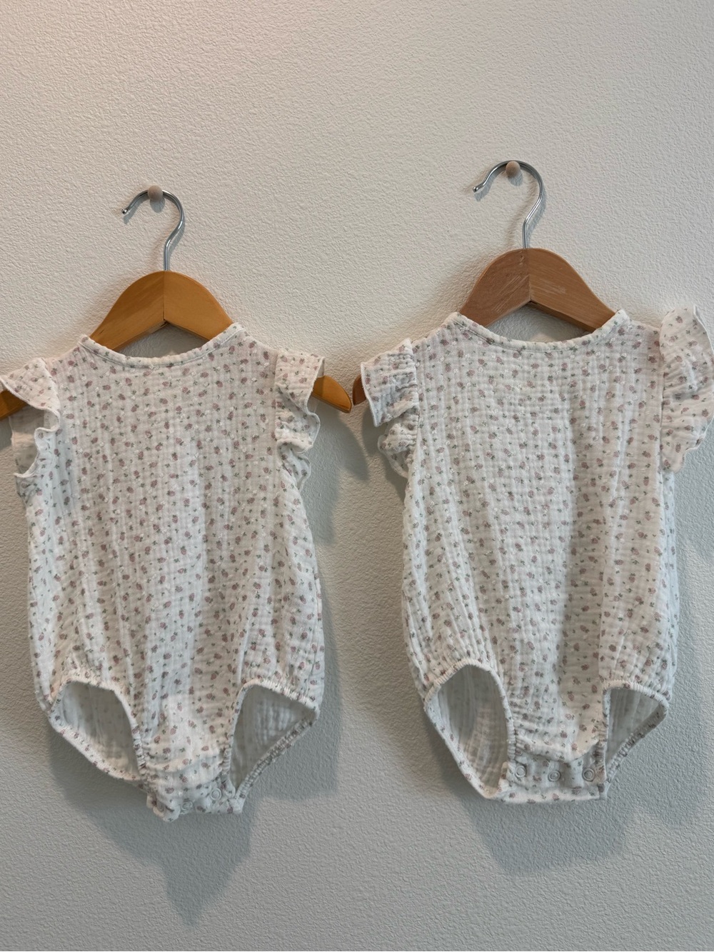 Twins bundle Zara White Floral Ruffle-Sleeve One-Piece for twin girls qty 2